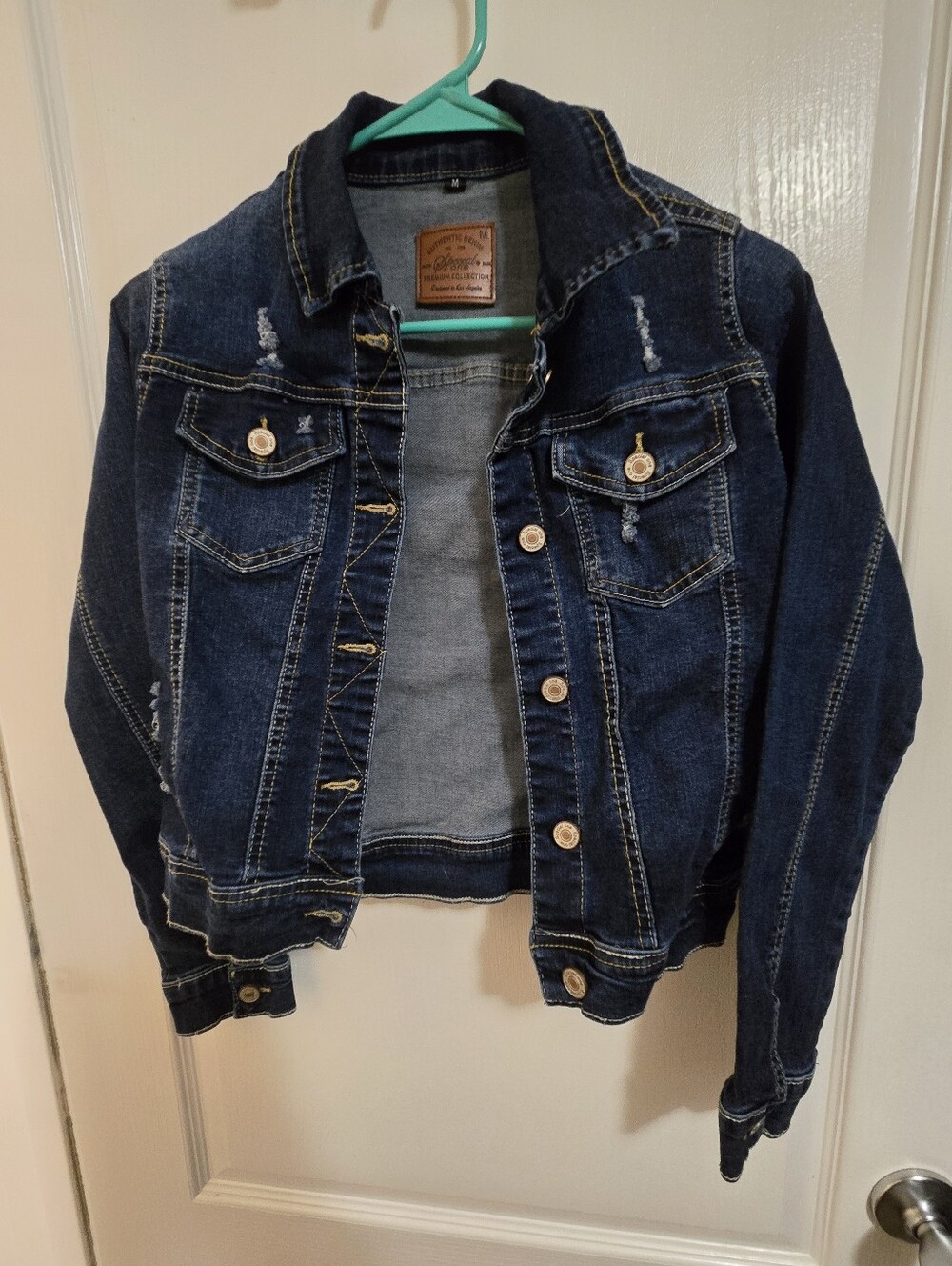 Women's Dark Blue Denim Jean Jacket - Classic Button-Up